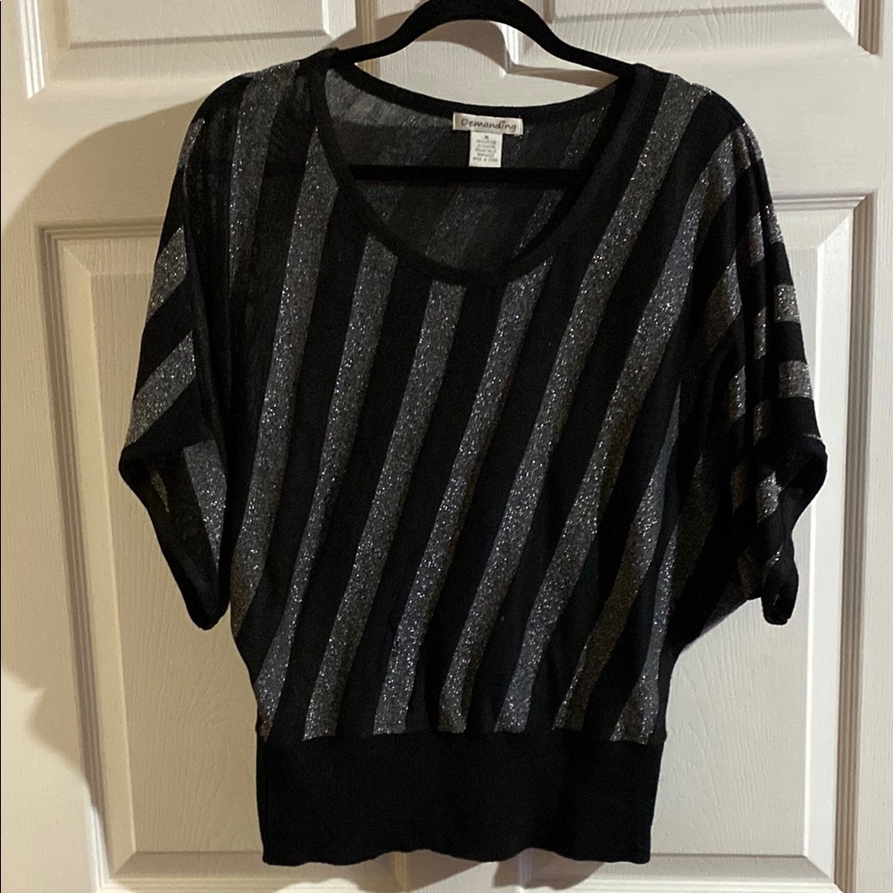 Black and Silver Striped Top